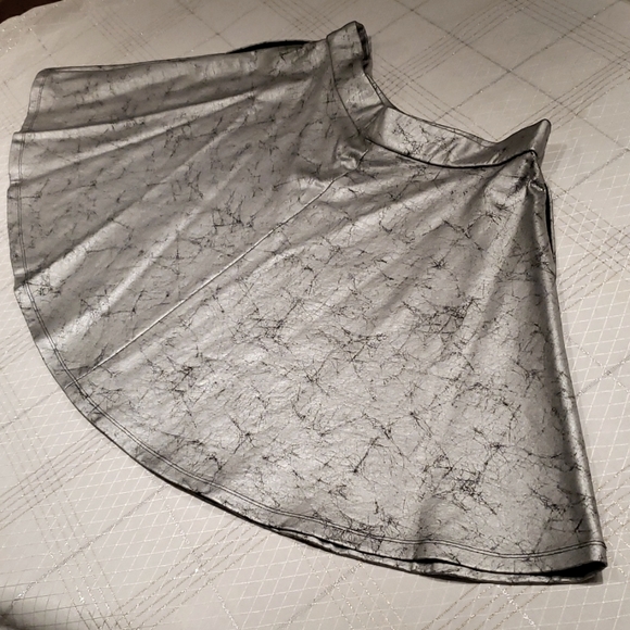 Catherine Malandrino NEW Flare Metallic Silver "PETE" Mini Skirt NWT Women's L - Picture 16 of 16